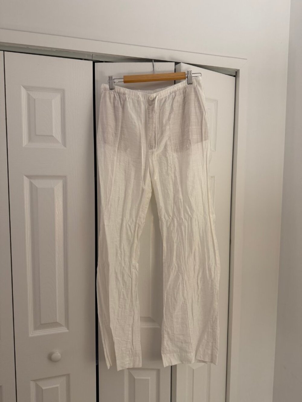 Zara White Drawstring Elastic Waist Pants Size M NWOT